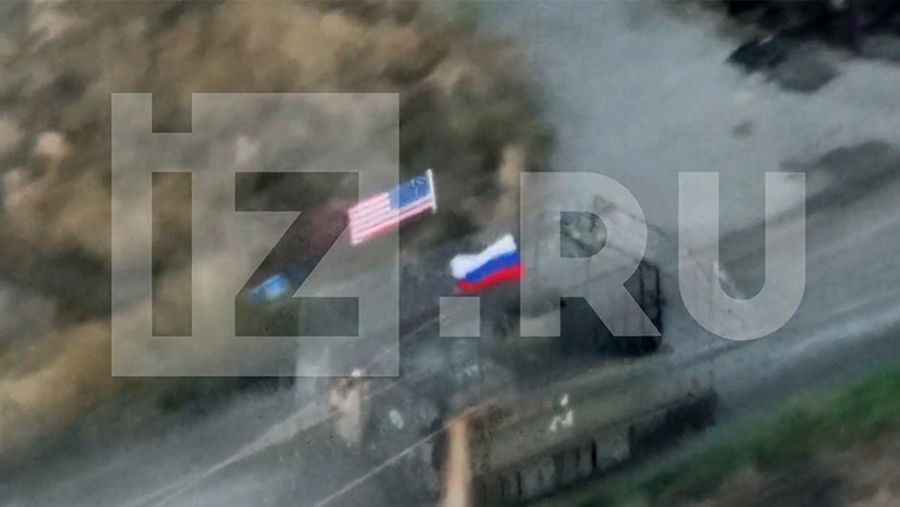 Опубликованы кадры трофейного БТР M113 с флагами РФ и США в зоне спецоперации